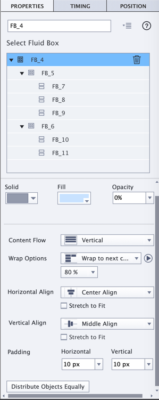 Scren capture of fluid boxes panel showing ability to rename fluid boxes and adjust alignment and more.