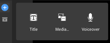On the left side of the software interface, one can add a title, media, or a voiceover. I chose the latter.
