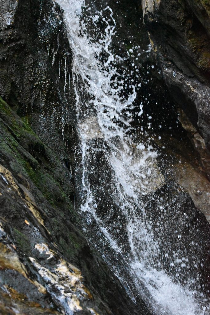 Water cascade showing droplets